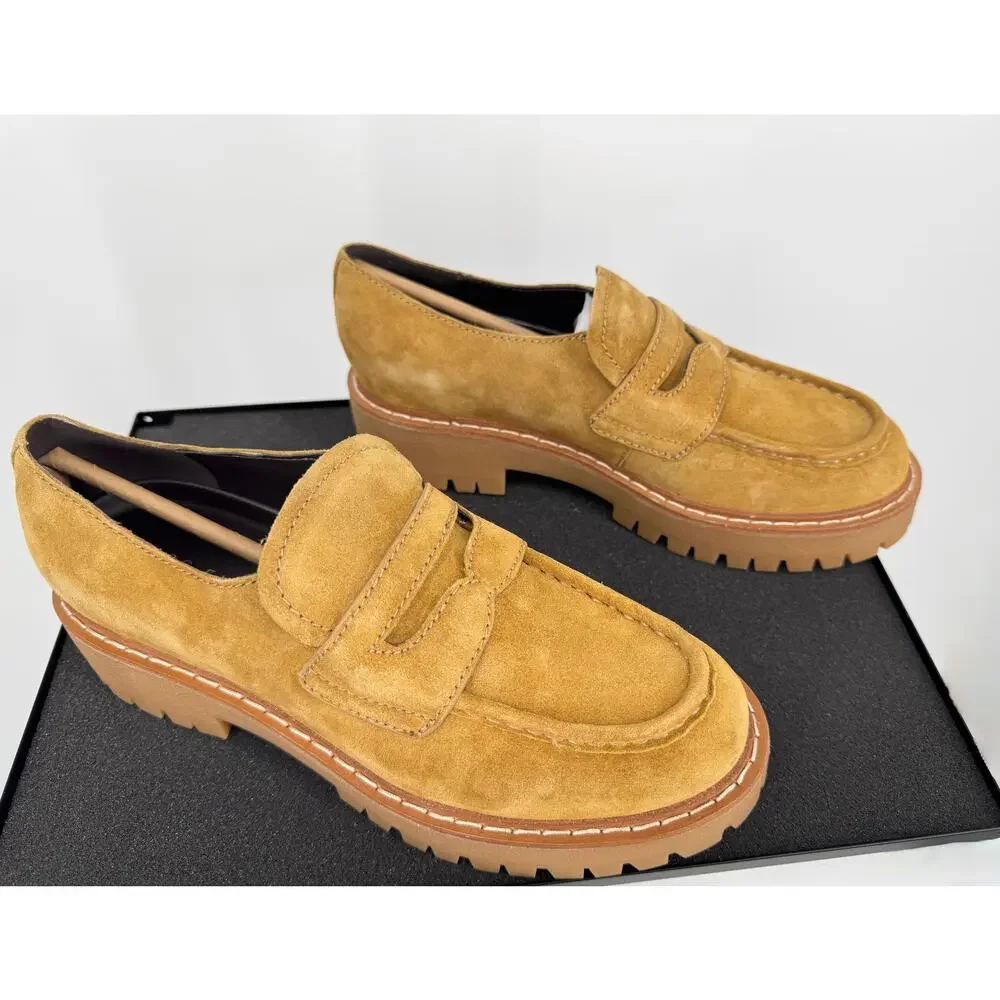 Marc Fisher LTD Norton Suede Leather Lug Sole Penny Loafers Size 10M NIB